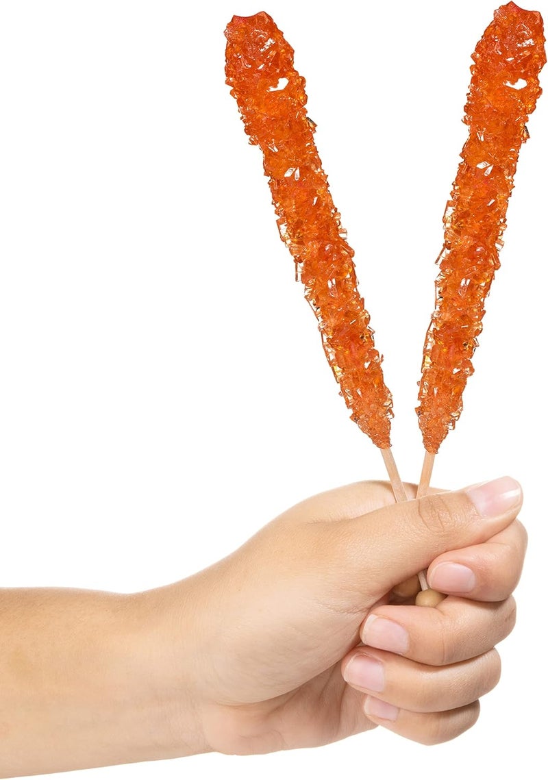 Candy Envy Orange Rock Candy Sugar Sticks - Orange Flavored - 24 Individually Wrapped Candy - Image 2